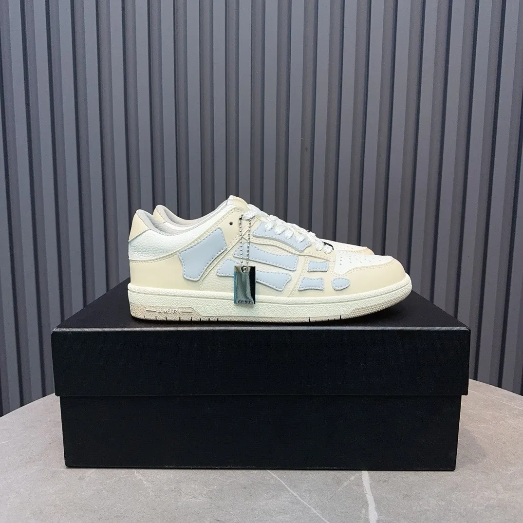 Men's men's shoes 💰600 AMIRI high street sneakers with bone sports shoes, toe layer cowhide upper, upper side bones, hand-stitched, good three-dimensional effect, customized metal LOGO, size 38-45 46